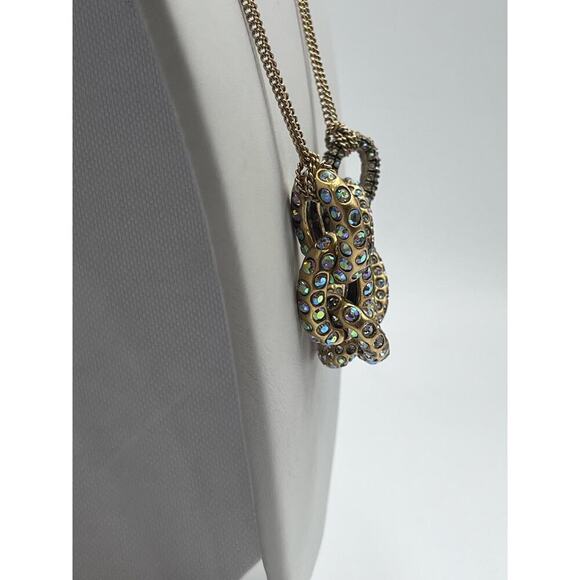 J. Crew Pave AB Rhinestone Crystal Oval Link Double Strand Necklace - Picture 6 of 14